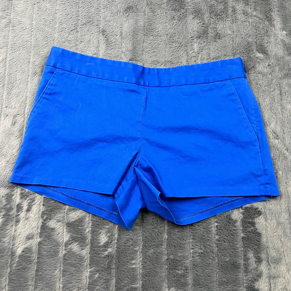 Express Womens Royal Blue Flat Front Chino Shorts Size 4 Side Zip Stretch Twill